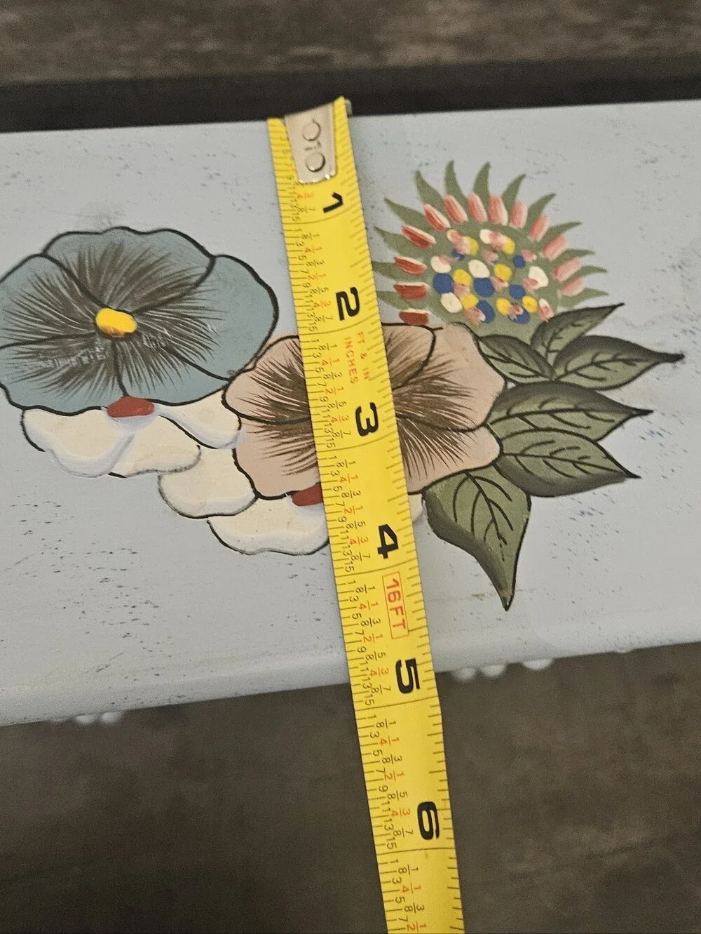 Vintage Hand-Painted Floral Cottage 4-Drawer Trinket Jewelry Box